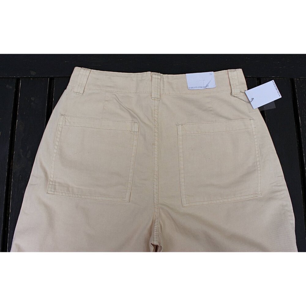 New w/Tags - sz 32 - WE WORE WHAT Utility Straight Wide Leg Jeans, Unbleached - Picture 8 of 12